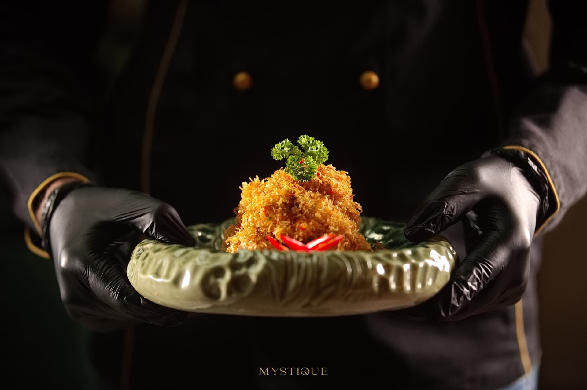 Mystique Special Prawns presented by the dining team